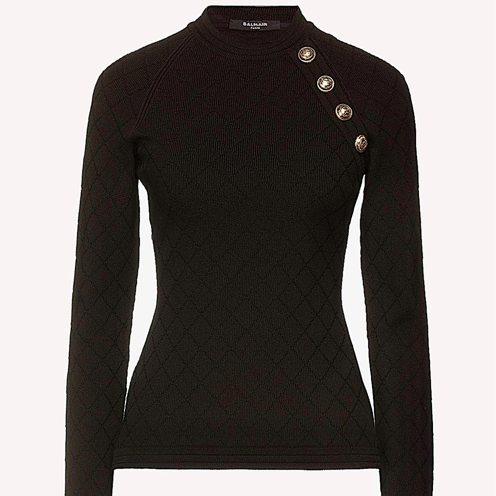 BALMAIN Knit Sweater, Black & Lightweight, Authentic, sz FR 38 FR | 4-6 US